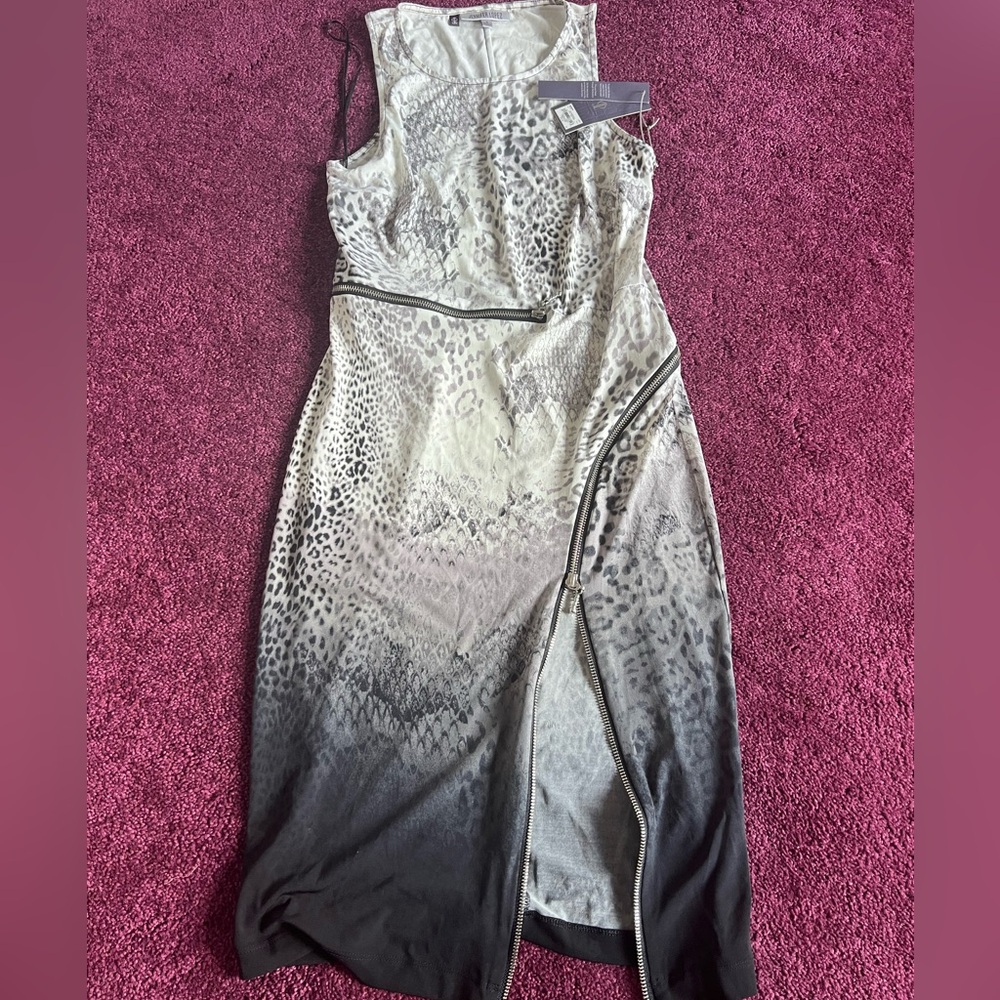 Ombré animal print dress with zipper details